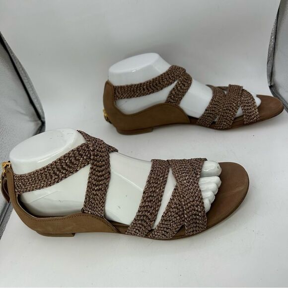 Stuart Weitzman Womans Bounceraf Braided Sandals 7 shoes brown strappy flats - Picture 4 of 14